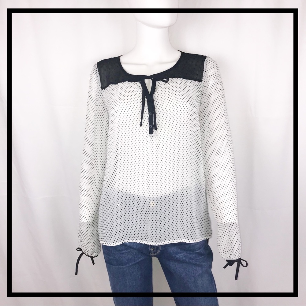 GUESS Sheer Polka Dotted Blouse Size Small